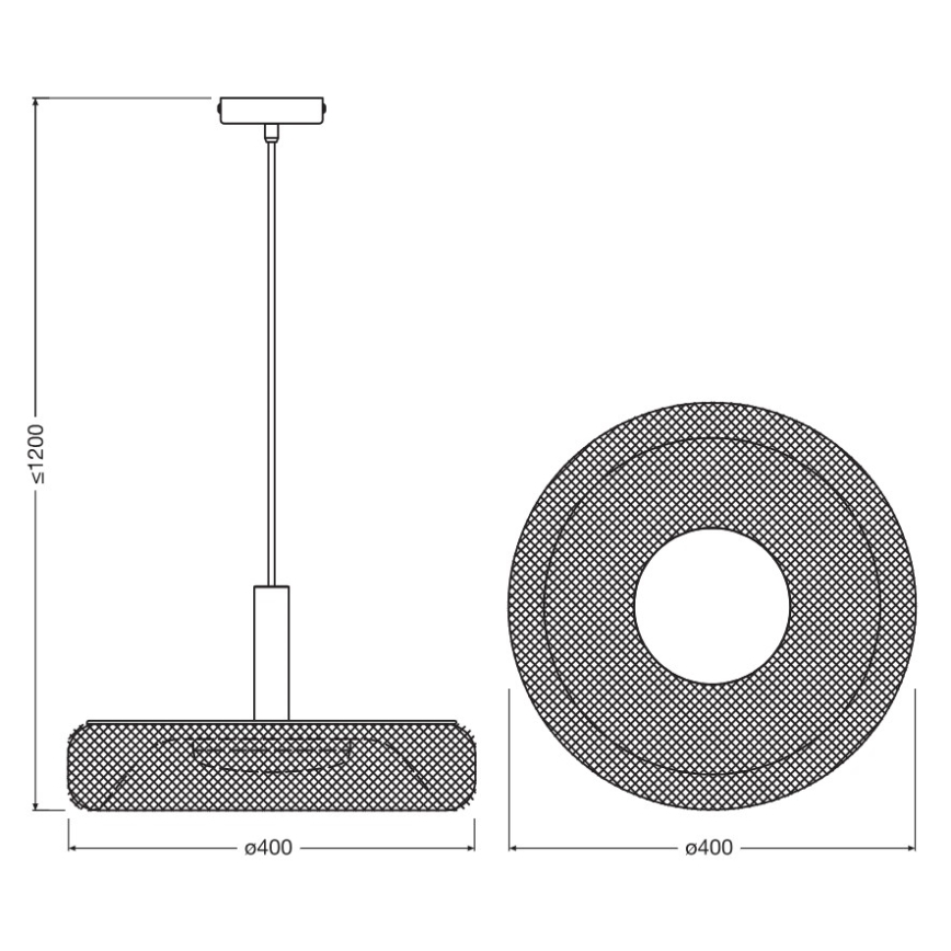 Osram - Κρεμαστό φωτιστικό LED σε καλώδιο DECOR MESH, LED/18,5W/230V, Ø 40 cm, μαύρο/ξύλο καουτσουκόδεντρου