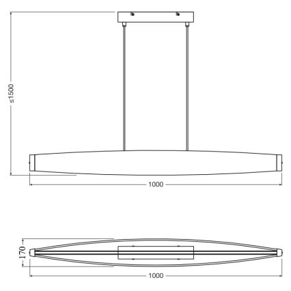 Osram - Κρεμαστό φωτιστικό LED με καλώδιο DECOR FLAT LED/23W/230V γκρι