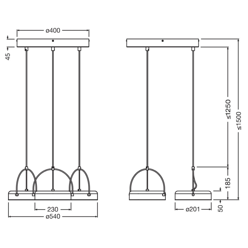 Osram - Κρεμαστό φωτιστικό LED με σύρμα ανάρτησης DECOR PUCK 3xLED/12W/230V CRI 90 μαύρο