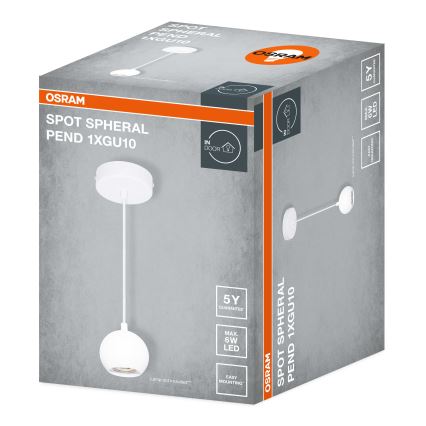 Osram - Κρεμαστό φωτιστικό σε καλώδιο SPOT SPHERAL 1xGU10/6W/230V λευκό