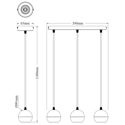 Osram - Κρεμαστό φωτιστικό σε καλώδιο SPOT SPHERAL 3xGU10/6W/230V λευκό