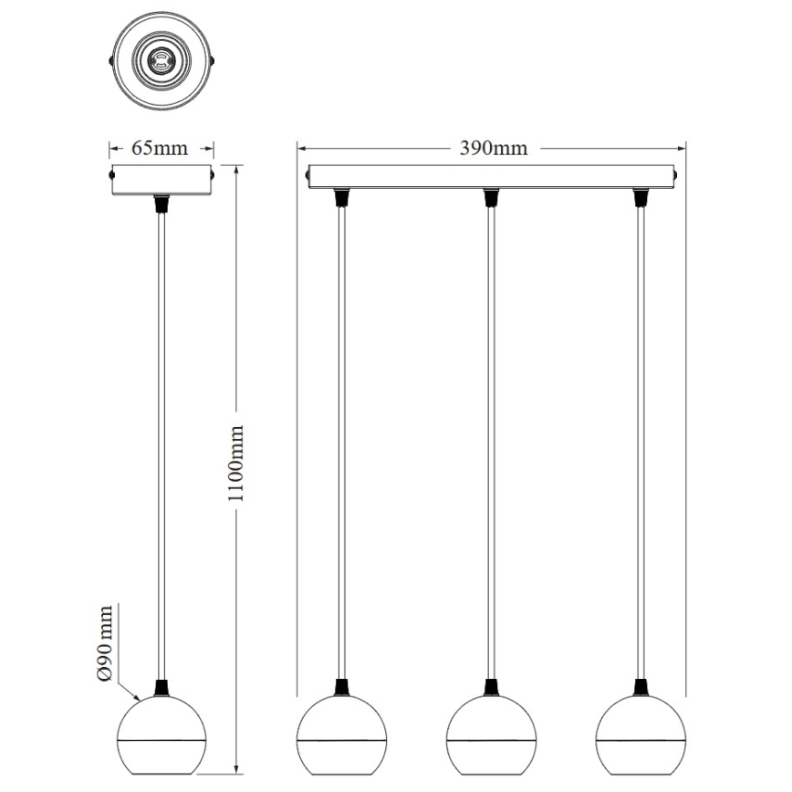 Osram - Κρεμαστό φωτιστικό σε καλώδιο SPOT SPHERAL 3xGU10/6W/230V λευκό
