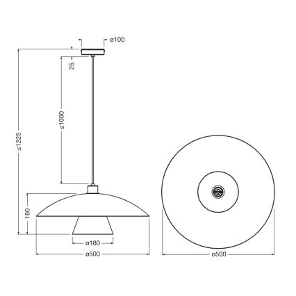 Osram - Κρεμαστό φωτιστικό με καλώδιο DECOR FLYING MUSHROOM 1xE27/25W/230V Ø 50 cm μαύρο