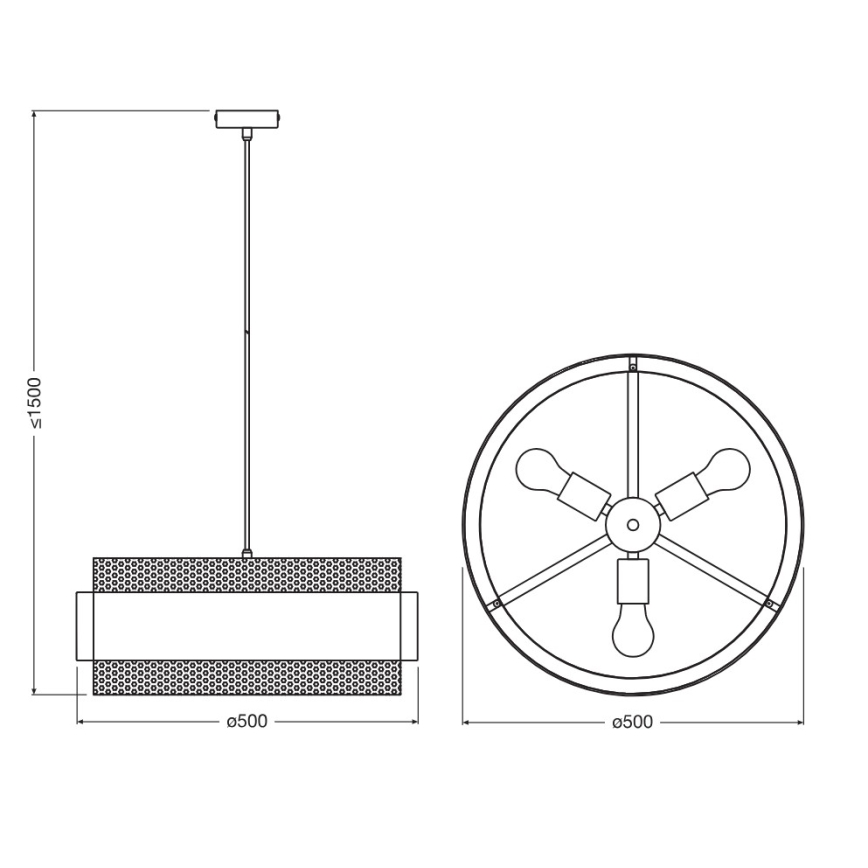 Osram - Κρεμαστό φωτιστικό με καλώδιο DECOR HORNET 3xE27/10W/230V Ø 50 cm μαύρο/χρυσό