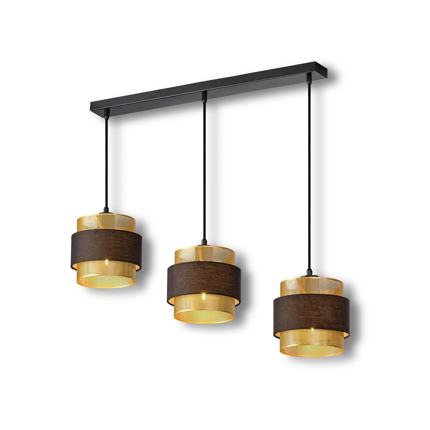 Osram - Κρεμαστό φωτιστικό με καλώδιο DECOR HORNET 3xE27/10W/230V μαύρο/χρυσό