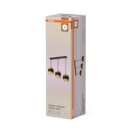 Osram - Κρεμαστό φωτιστικό με καλώδιο DECOR HORNET 3xE27/10W/230V μαύρο/χρυσό