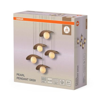 Osram - Κρεμαστό φωτιστικό με καλώδιο DECOR PEARL 5xG9/5W/230V, μπεζ