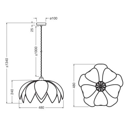 Osram - Κρεμαστό φωτιστικό με καλώδιο DECOR RATTAN 1xE27/15W/230V Ø 48 εκ. μπεζ/μαύρο