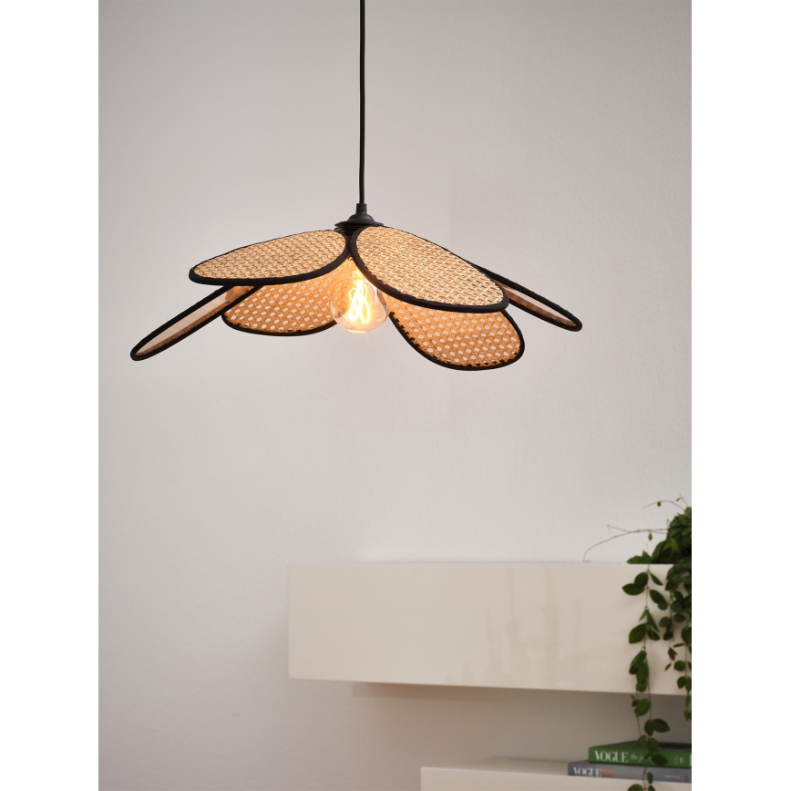 Osram - Κρεμαστό φωτιστικό με καλώδιο DECOR RATTAN 1xE27/15W/230V Ø 58 cm μπεζ/μαύρο
