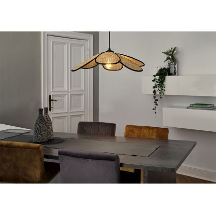 Osram - Κρεμαστό φωτιστικό με καλώδιο DECOR RATTAN 1xE27/15W/230V Ø 58 cm μπεζ/μαύρο
