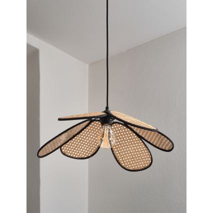 Osram - Κρεμαστό φωτιστικό με καλώδιο DECOR RATTAN 1xE27/15W/230V Ø 58 cm μπεζ/μαύρο