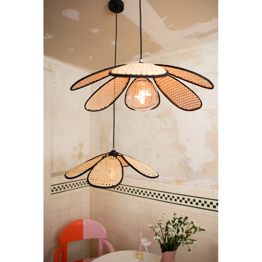 Osram - Κρεμαστό φωτιστικό με καλώδιο DECOR RATTAN 1xE27/15W/230V Ø 58 cm μπεζ/μαύρο