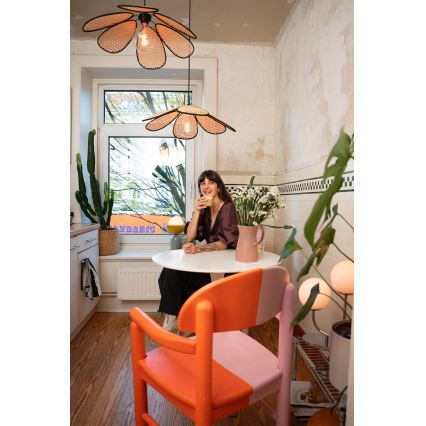 Osram - Κρεμαστό φωτιστικό με καλώδιο DECOR RATTAN 1xE27/15W/230V Ø 58 cm μπεζ/μαύρο