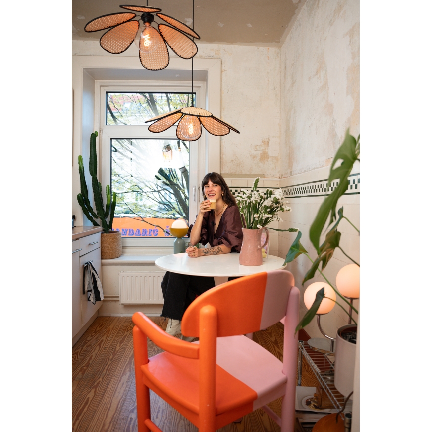 Osram - Κρεμαστό φωτιστικό με καλώδιο DECOR RATTAN 1xE27/15W/230V Ø 58 cm μπεζ/μαύρο