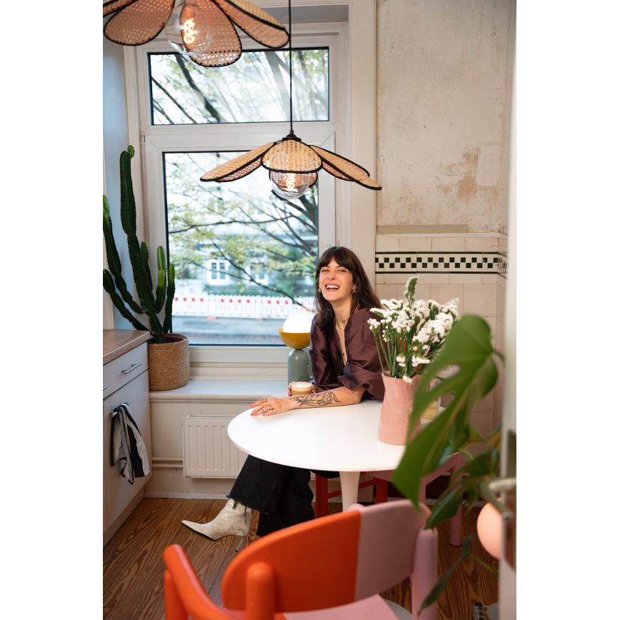 Osram - Κρεμαστό φωτιστικό με καλώδιο DECOR RATTAN 1xE27/15W/230V Ø 58 cm μπεζ/μαύρο