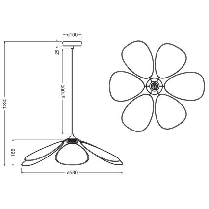 Osram - Κρεμαστό φωτιστικό με καλώδιο DECOR RATTAN 1xE27/15W/230V Ø 58 cm μπεζ/μαύρο