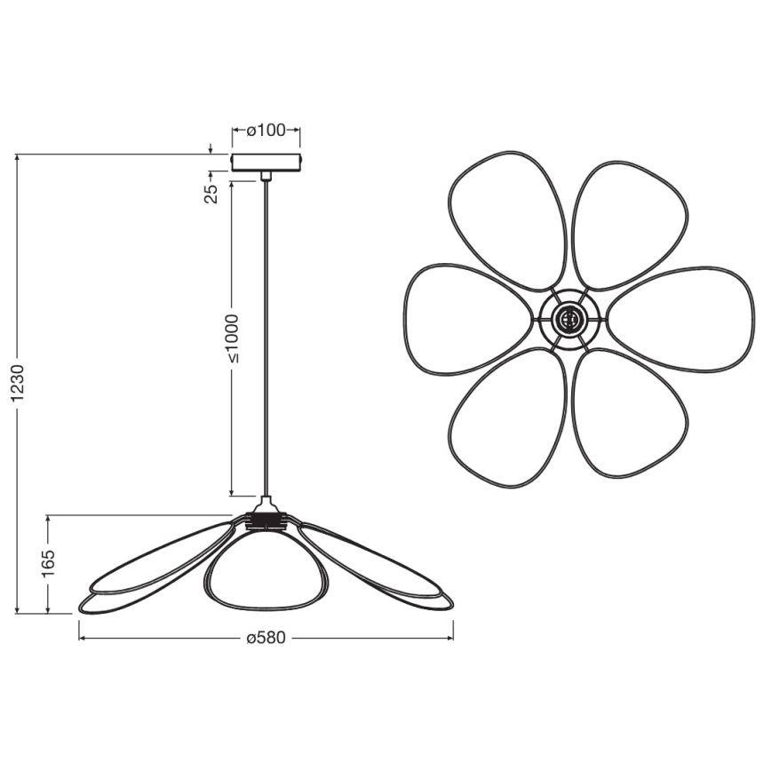 Osram - Κρεμαστό φωτιστικό με καλώδιο DECOR RATTAN 1xE27/15W/230V Ø 58 cm μπεζ/μαύρο