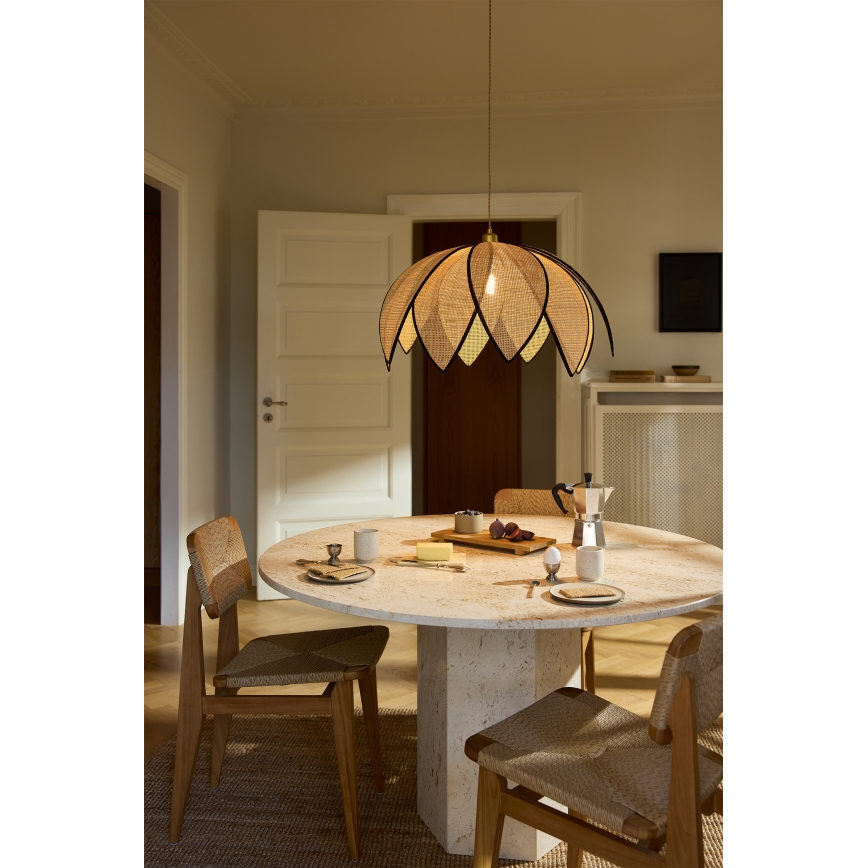 Osram - Κρεμαστό φωτιστικό με καλώδιο DECOR RATTAN 1xE27/15W/230V διάμ. 67 εκ. μπεζ/μαύρο