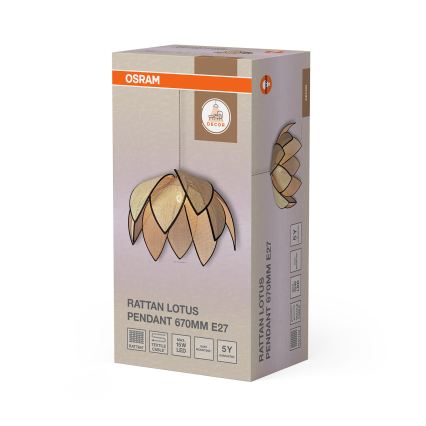 Osram - Κρεμαστό φωτιστικό με καλώδιο DECOR RATTAN 1xE27/15W/230V διάμ. 67 εκ. μπεζ/μαύρο