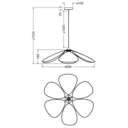 Osram - Κρεμαστό φωτιστικό με καλώδιο DECOR RATTAN 1xE27/15W/230V διάμ. 69 cm μπεζ/μαύρο