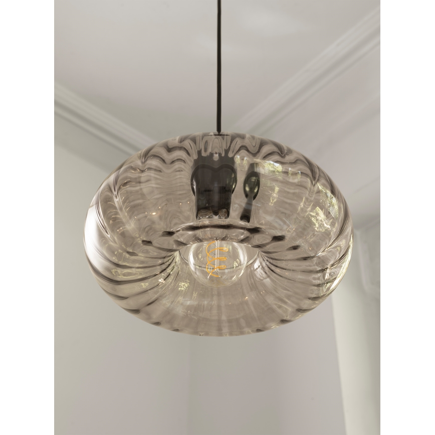 Osram - Κρεμαστό φωτιστικό με καλώδιο DECOR SMOKE 1xE27/12W/230V διάμ. 28 cm μαύρο/καπνιστό γκρι