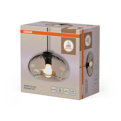 Osram - Κρεμαστό φωτιστικό με καλώδιο DECOR SMOKE 1xE27/12W/230V διάμ. 28 cm μαύρο/καπνιστό γκρι