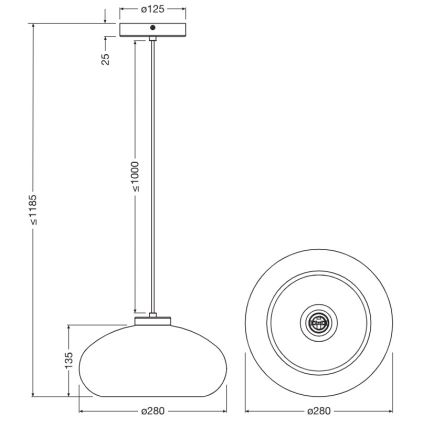 Osram - Κρεμαστό φωτιστικό με καλώδιο DECOR SMOKE 1xE27/12W/230V διάμ. 28 cm μαύρο/καπνιστό γκρι