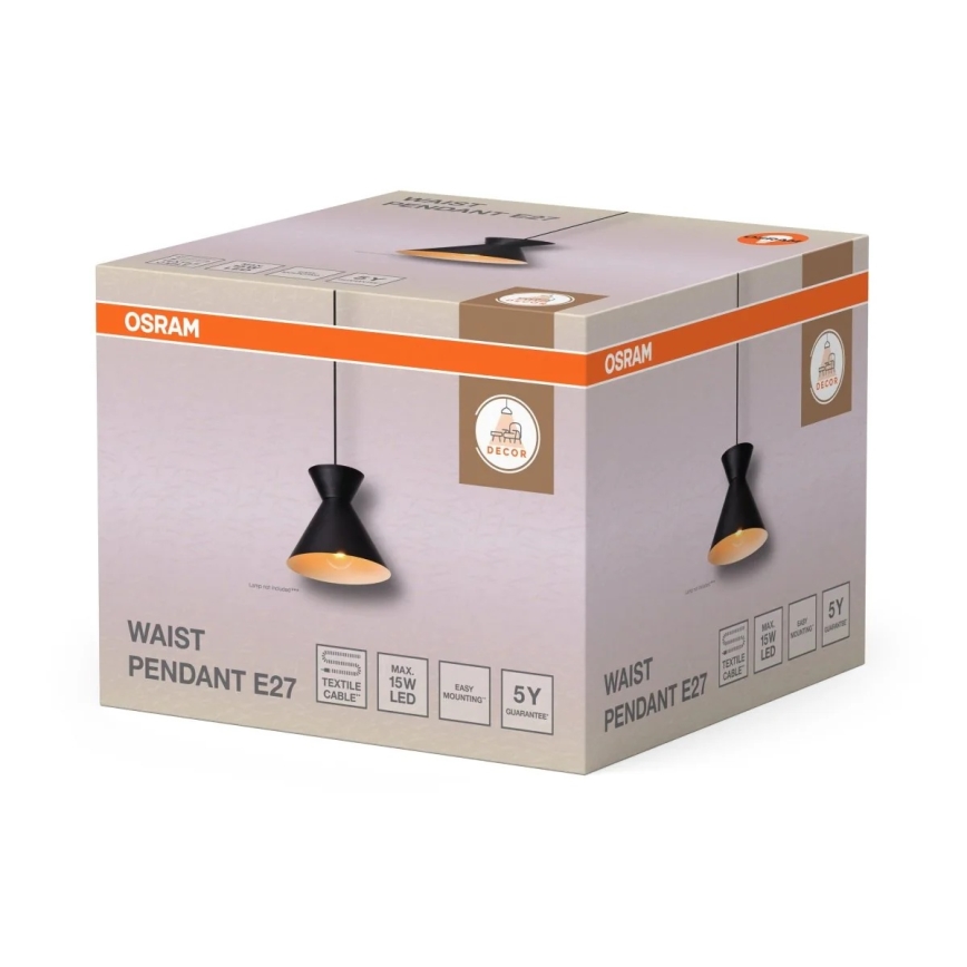 Osram - Κρεμαστό φωτιστικό με καλώδιο DECOR WAIST 1xE27/40W/230V μαύρο