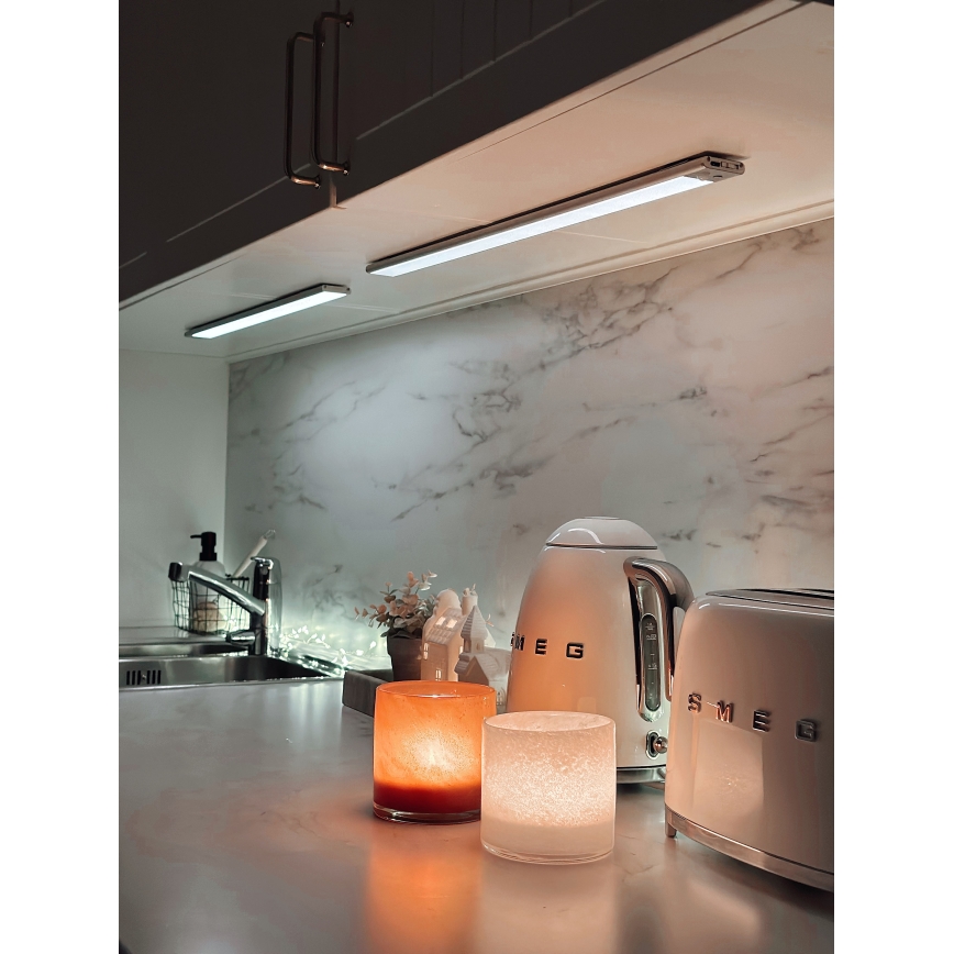 Osram - LED φωτιστικό κάτω ντουλαπιού με αισθητήρα κίνησης και λυκόφωτος LINEAR LED/4W/3,7V 1500 mAh 3000/4000/6500K 60 cm γκρι