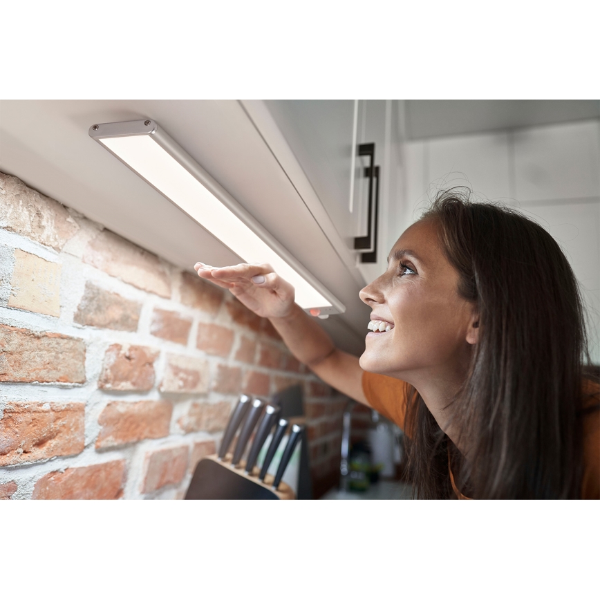 Osram - LED φωτιστικό κάτω ντουλαπιού με αισθητήρα κίνησης και λυκόφωτος LINEAR LED/4W/3,7V 1500 mAh 3000/4000/6500K 60 cm γκρι