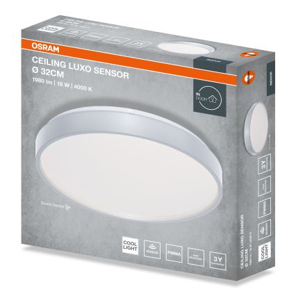 Osram - LED φωτιστικό οροφής με αισθητήρα λυκόφωτος CEILING LUXO LED/18W/230V διάμ. 32 cm ασημί