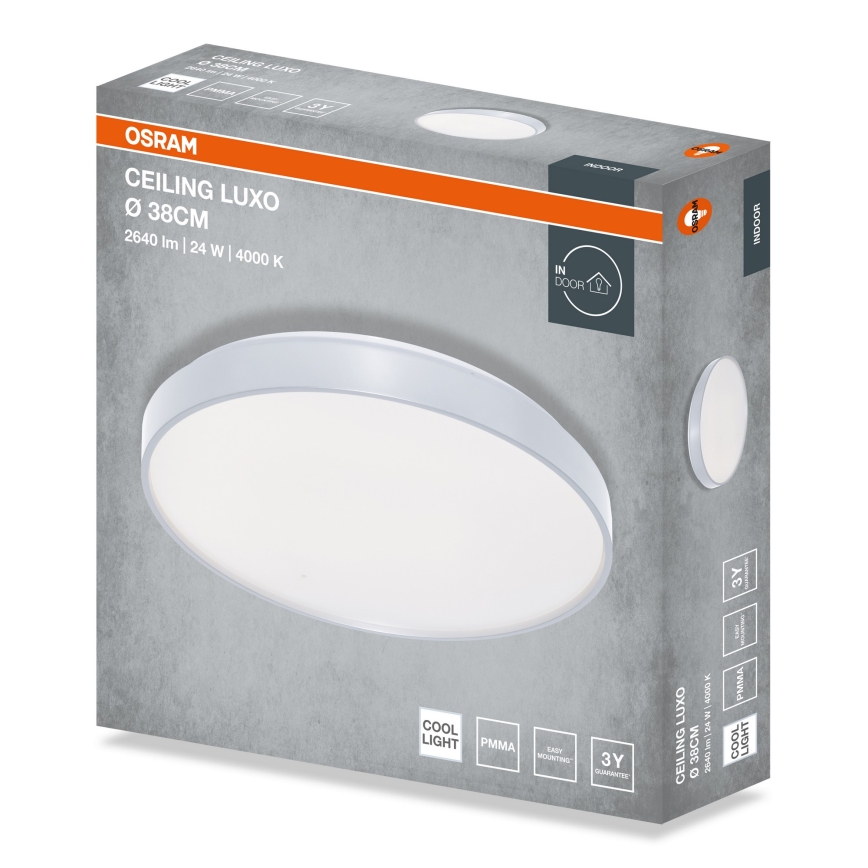 Osram - LED φωτιστικό οροφής CEILING LUXO LED/24W/230V Ø 38 εκ. ασημένιο