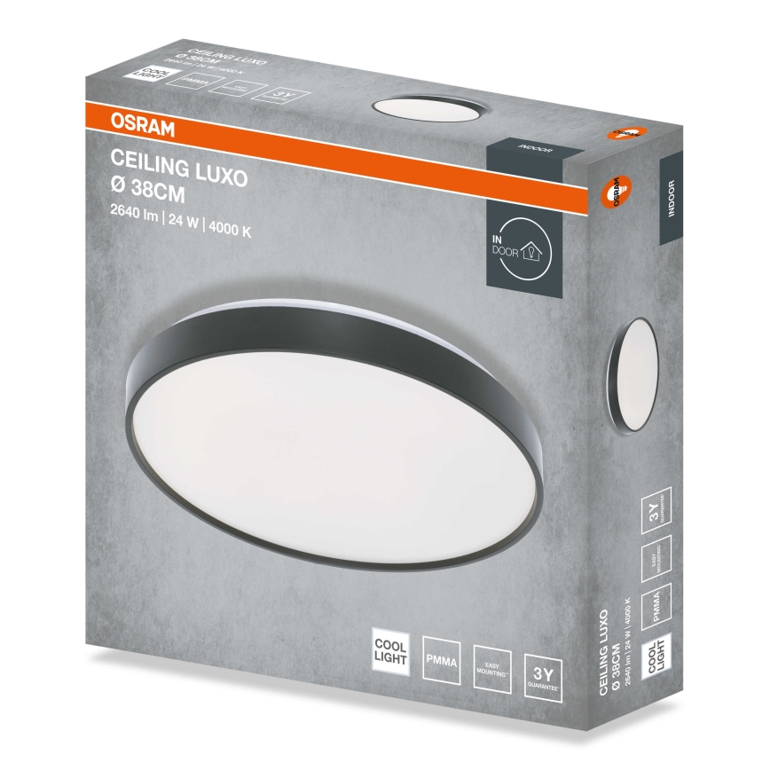 Osram - LED φωτιστικό οροφής CEILING LUXO LED/24W/230V διάμ. 38 cm μαύρο