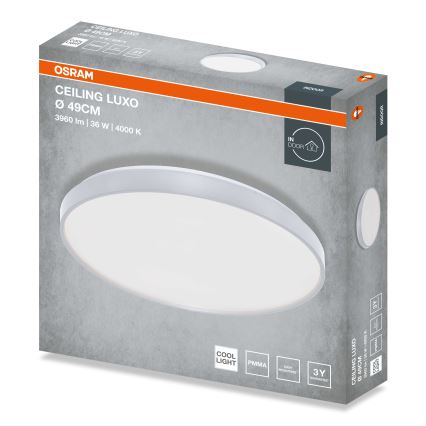 Osram - LED φωτιστικό οροφής CEILING LUXO, LED/36W/230V, Ø 49 cm, ασημί