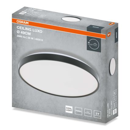 Osram - LED φωτιστικό οροφής CEILING LUXO LED/36W/230V διάμ. 49 cm μαύρο