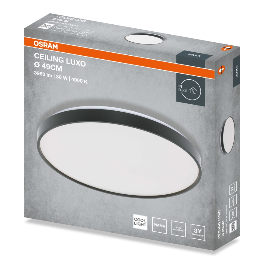 Osram - LED φωτιστικό οροφής CEILING LUXO LED/36W/230V διάμ. 49 cm μαύρο