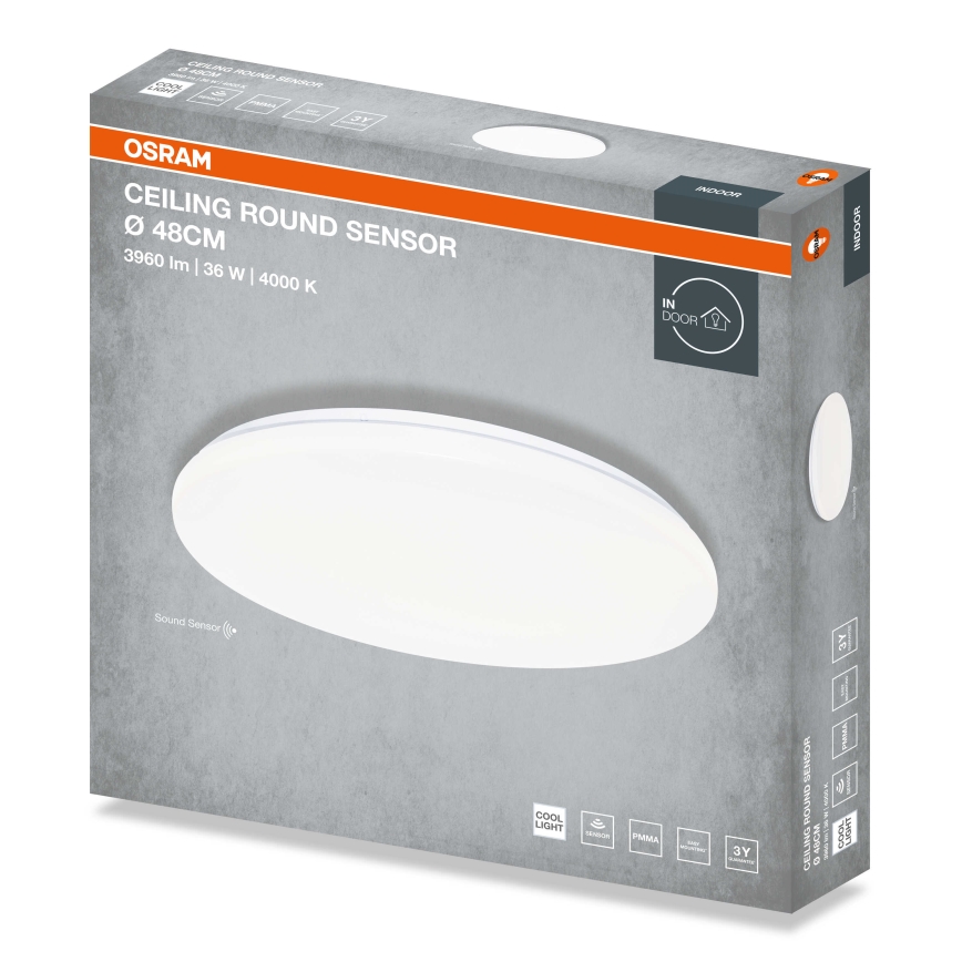 Osram - Ενεργειακά αποδοτικό LED φωτιστικό οροφής με αισθητήρα λυκόφωτος CEILING ROUND LED/36W/230V 4000K, Ø 48 cm, λευκό
