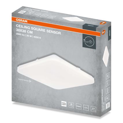 Osram - Φωτιστικό οροφής LED με αισθητήρα σούρουπου CEILING SQUARE LED/36W/230V 4000K 38x38 cm λευκό