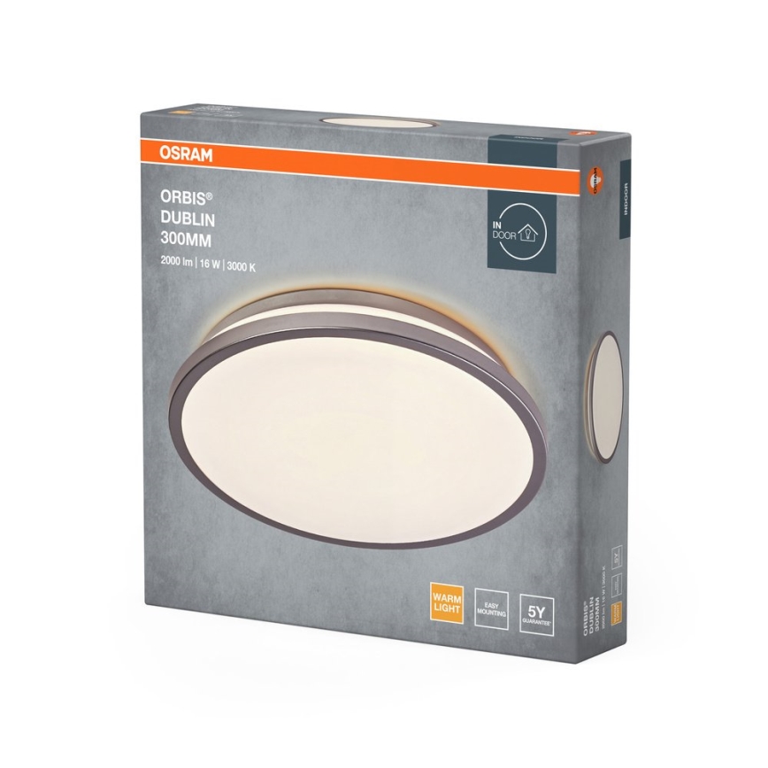 Osram - LED φωτιστικό οροφής ORBIS DUBLIN LED/16W/230V Ø 30 cm ασημί