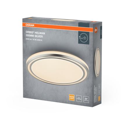 Osram - LED φωτιστικό οροφής ORBIS HELMAN LED/16W/230V διάμ. 29,5 εκ. ασημί
