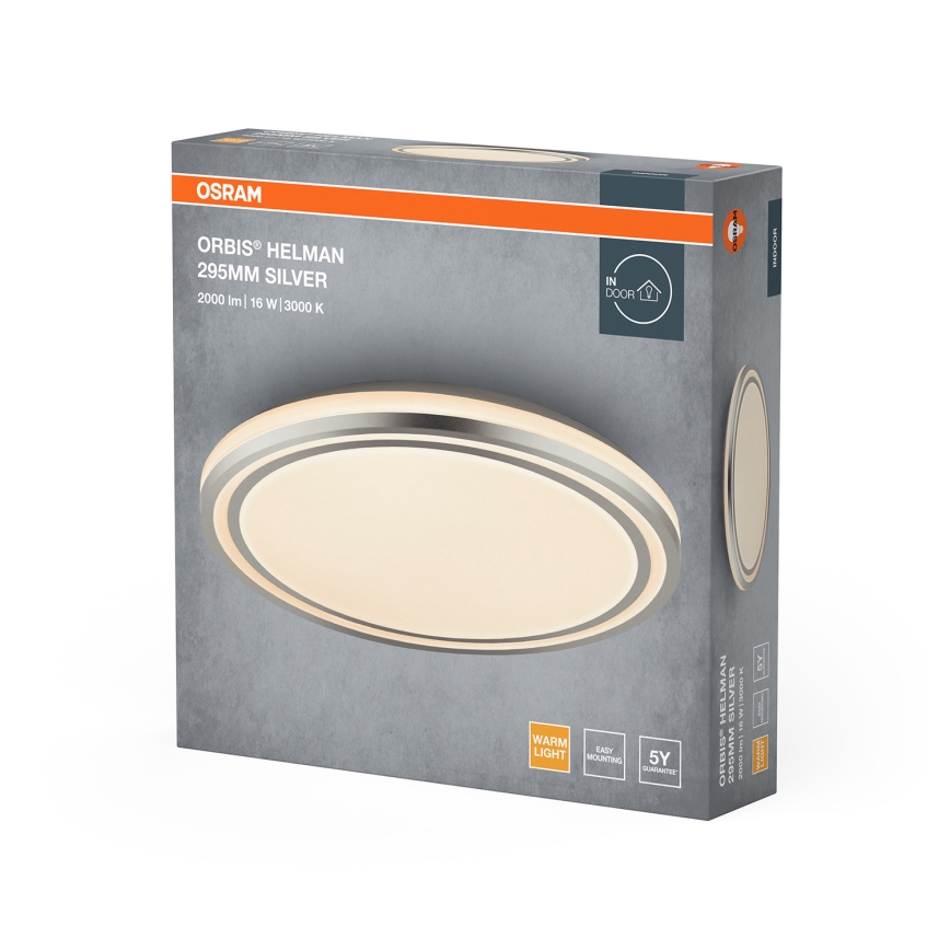 Osram - LED φωτιστικό οροφής ORBIS HELMAN LED/16W/230V διάμ. 29,5 εκ. ασημί