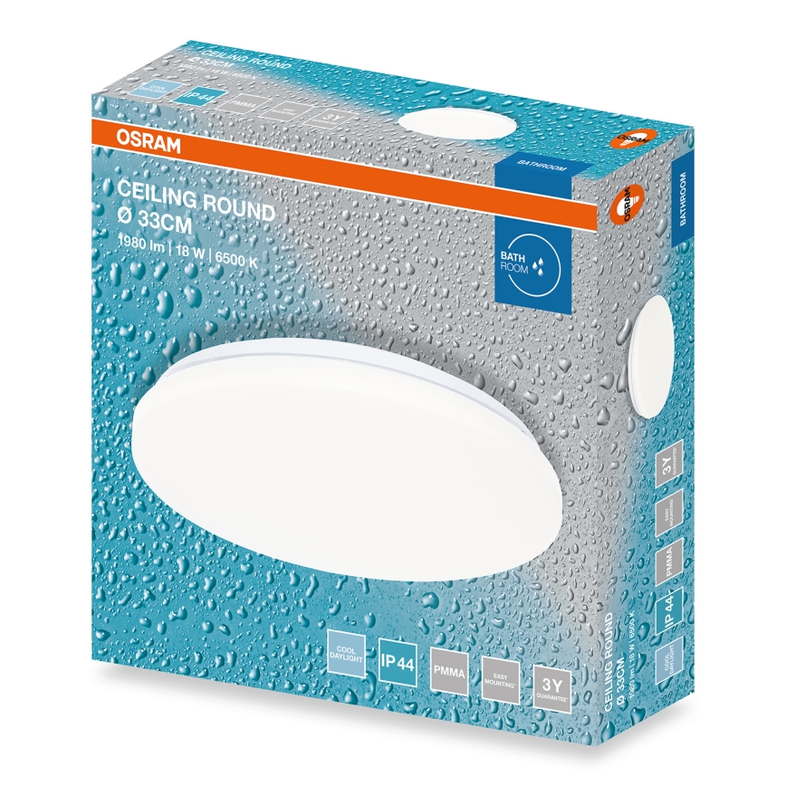Osram - LED φωτιστικό οροφής για μπάνιο CEILING ROUND LED/18W/230V 6500K Ø 33 cm IP44 λευκό