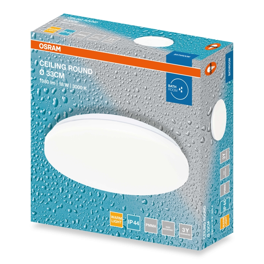 Osram - LED φωτιστικό οροφής για μπάνιο CEILING ROUND LED/18W/230V 3000K Ø 33 cm IP44 λευκό