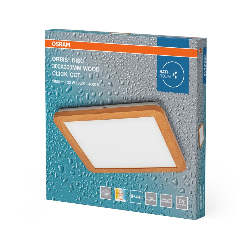 Osram - Φωτιστικό οροφής μπάνιου LED ORBIS DISC LED/22W/230V 3000/4000K 30x30 cm IP44 καφέ