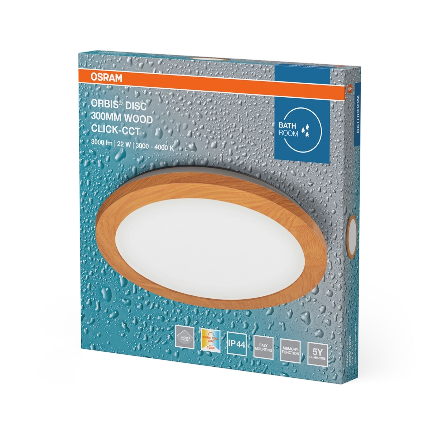 Osram - LED φωτιστικό οροφής μπάνιου ORBIS DISC LED/22W/230V 3000/4000K Ø 30 cm IP44 καφέ