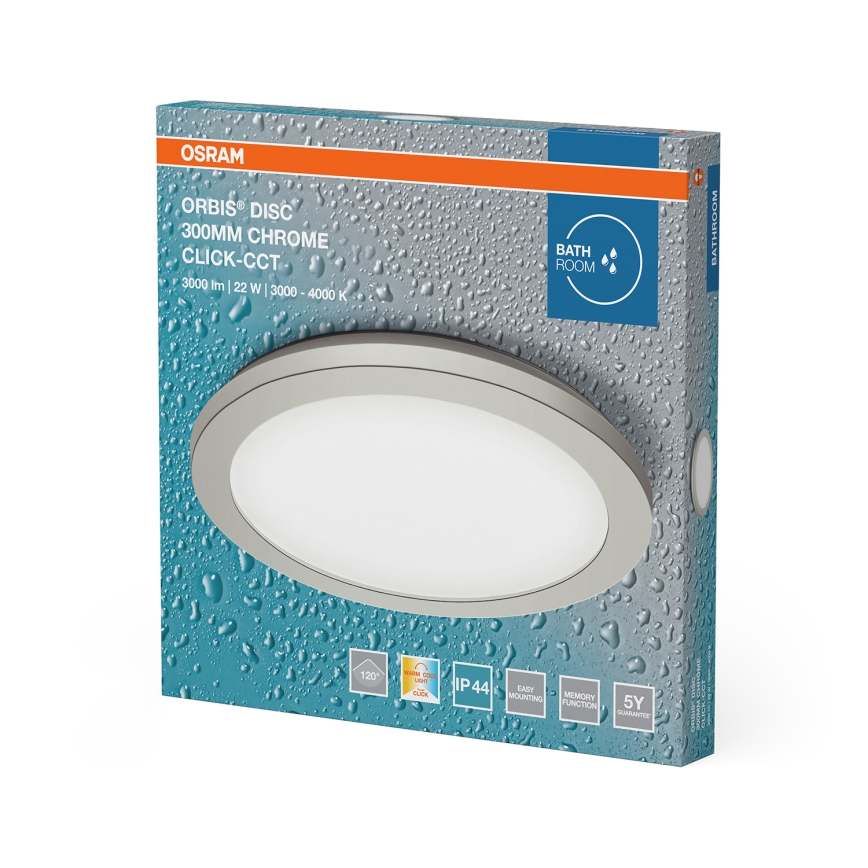 Osram - Φωτιστικό οροφής LED για μπάνιο ORBIS DISC LED/22W/230V 3000/4000K Ø 30 εκ. IP44 ματ χρώμιο