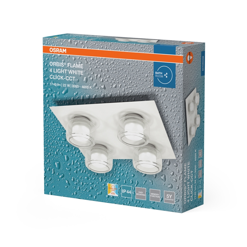 Osram - LED φωτιστικό οροφής για μπάνιο ORBIS FLAME 4xLED/5,5W/230V 3000/4000K IP44 λευκό