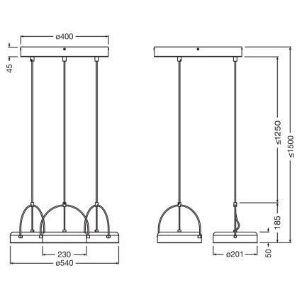 Osram - LED κρεμαστό φωτιστικό με καλώδιο ανάρτησης DECOR PUCK 3xLED/12W/230V μαύρο