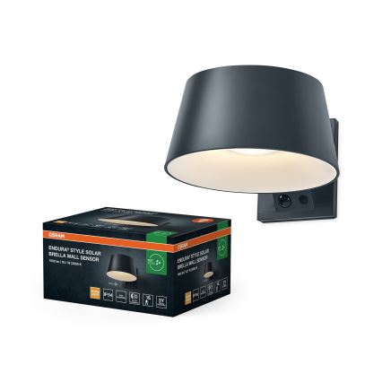 Osram - LED ηλιακό επιτοίχιο φωτιστικό με ενσωματωμένο αισθητήρα ENDURA STYLE LED/10,1W/4,2V 2000 mAh IP54 ανθρακί