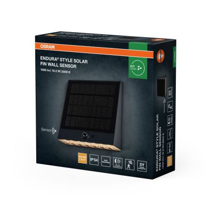 Osram - LED ηλιακό επιτοίχιο φωτιστικό με αισθητήρα ENDURA STYLE LED/10,2W/4,2V 2000 mAh IP54 ανθρακί